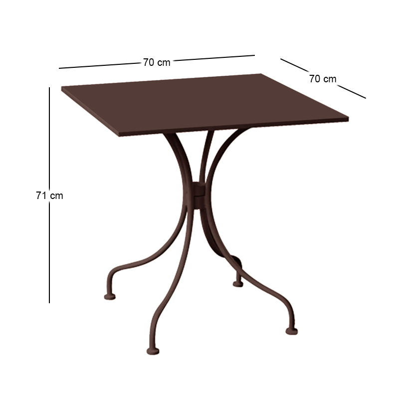 PARK Table 70x70cm Steel Sand Brown