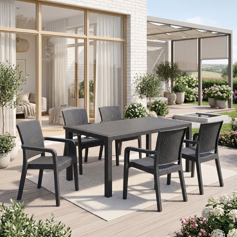 Kalan Megapap polypropylene table in anthracite color 150x90x75cm.
