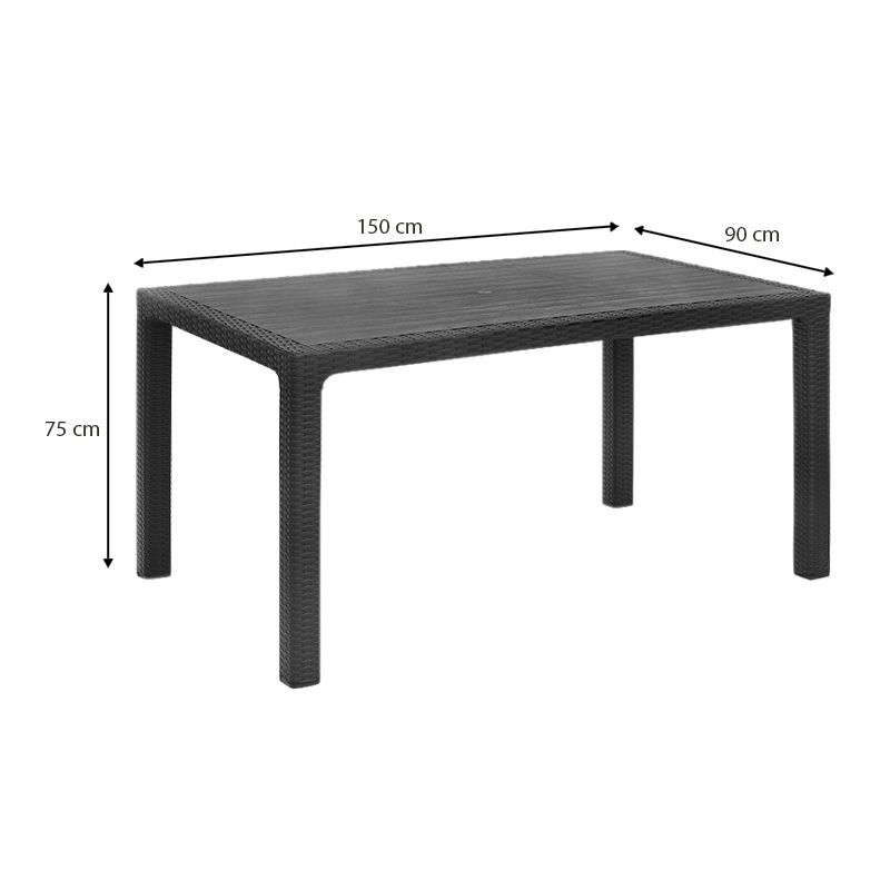 Kalan Megapap polypropylene table in anthracite color 150x90x75cm.