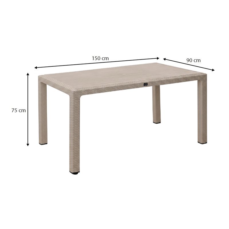 Kalan Megapap polypropylene table in cappuccino color 150x90x75cm.