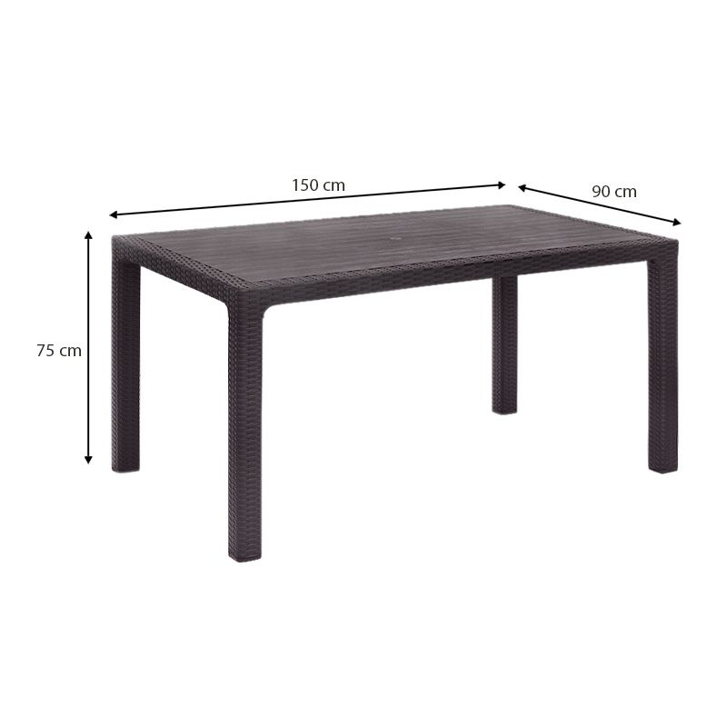 Kalan Megapap polypropylene table in brown color 150x90x75cm.