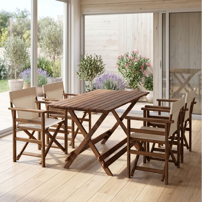 Queen Megapap foldable table by beech wood in walnut color 140x80x75cm.