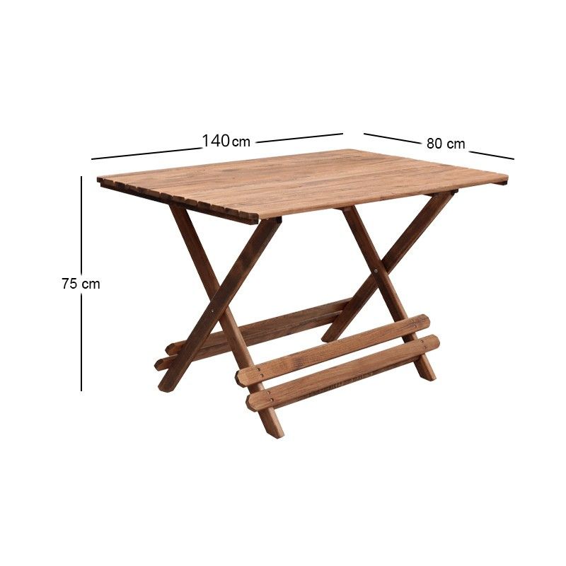 Queen Megapap foldable table by beech wood in walnut color 140x80x75cm.