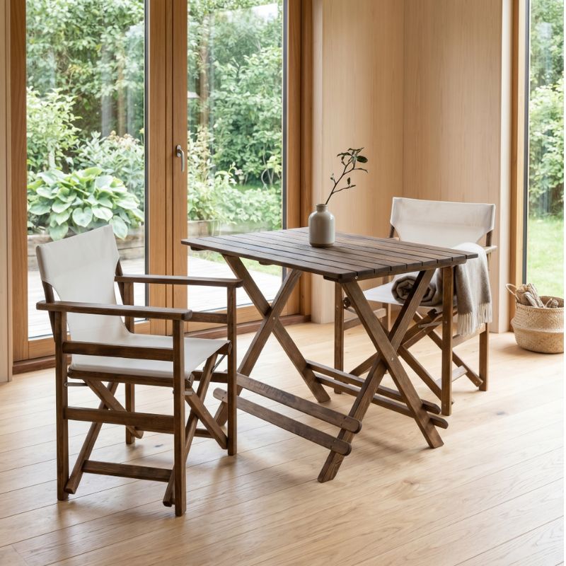 Queen Megapap foldable table by beech wood in walnut color 70x60x75cm.