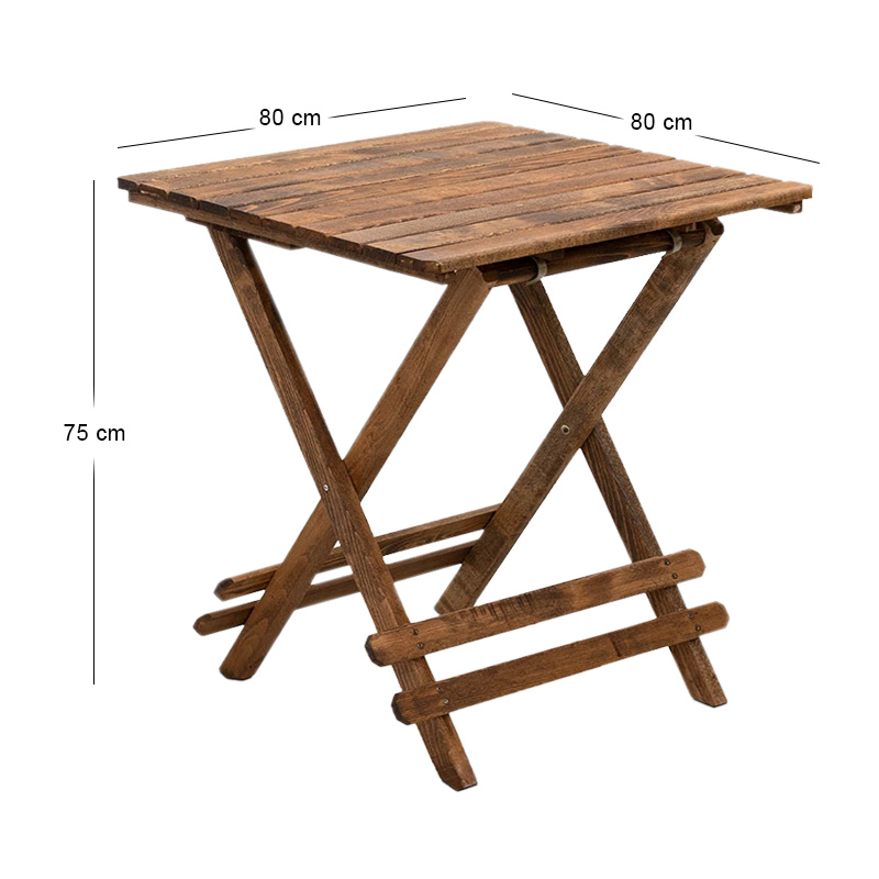 Queen Megapap foldable table by beech wood in walnut color 80x80x75cm.