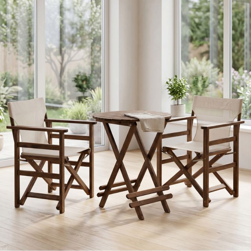 Queen Megapap foldable table by beech wood in walnut color Ø60x75cm.