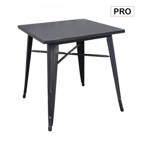 Relix table with metallic frame in antique black color 70x70x75cm.