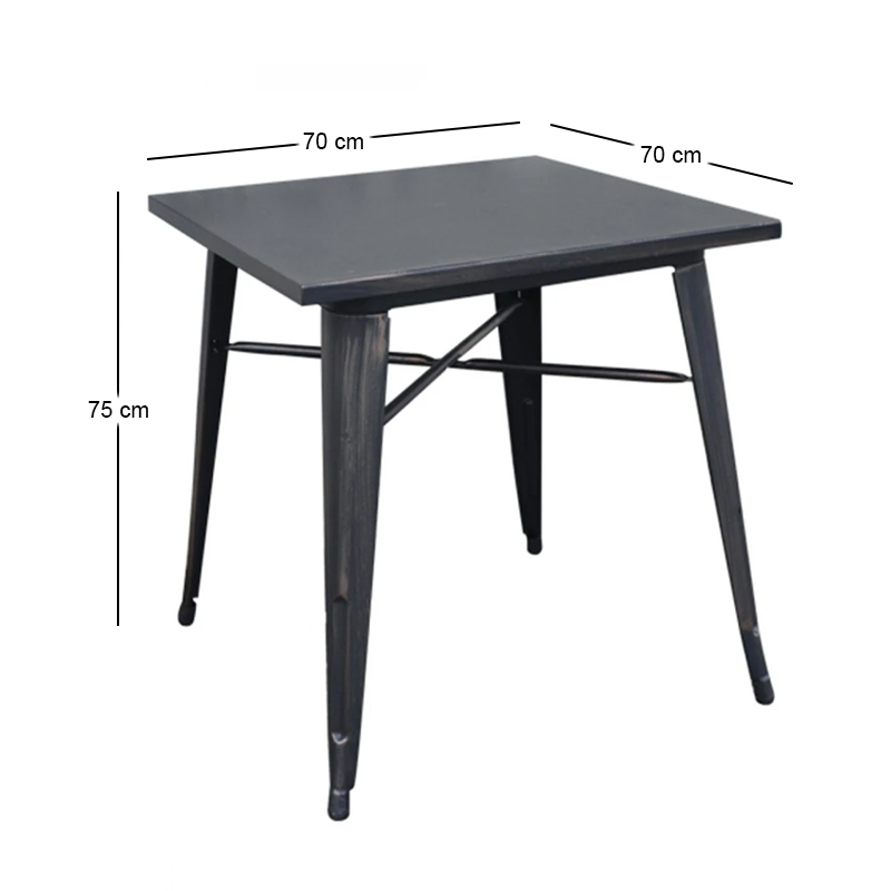 RELIX Table 70x70 Steel Antique Black