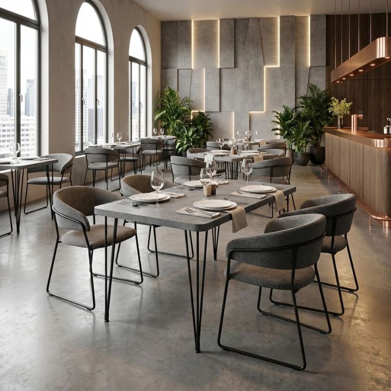 Roger Megapap Mdf/metallic table in dark grey concrete color 120x70x75cm.