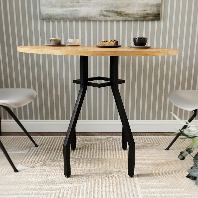 Roma Megapap melamine - metal kitchen table in pine oak color Ø80x75cm.