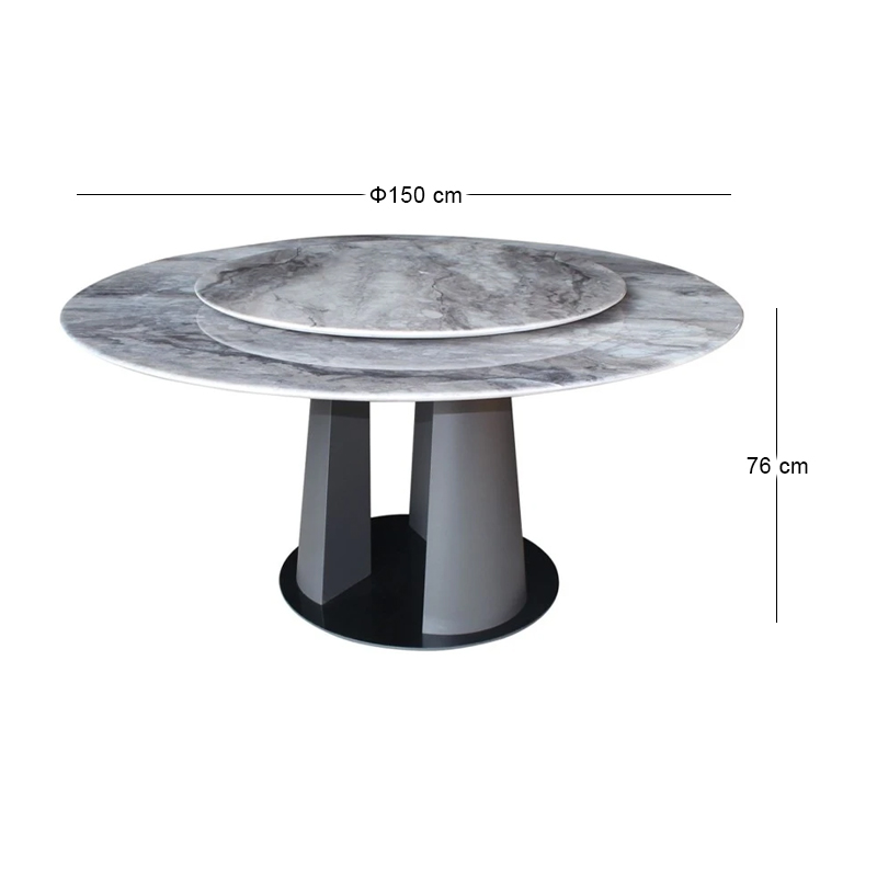 LAZY SUSAN Round Dining Table D150-95cm Marble Top-Metal Base
