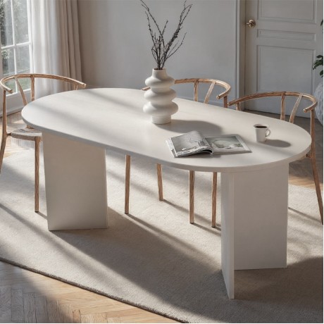 Sablin Megapap melamine dining table in white color 180x89.5x75cm.