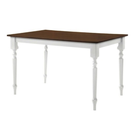 Saloon table with wooden frame in walnut / white color 150x90x74cm.