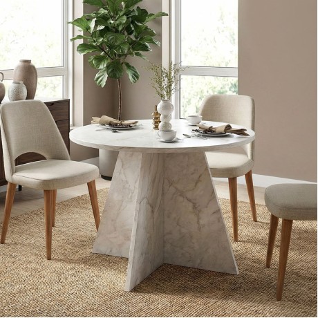 Τραπέζι Tailor Megapap χρώμα λευκό εφέ μαρμάρου Ø100x75,7εκ.