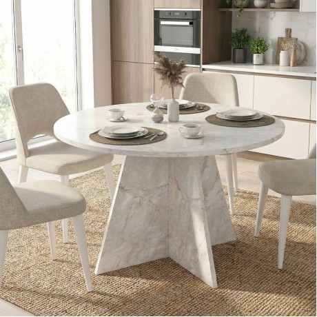 Τραπέζι Tailor Megapap χρώμα λευκό εφέ μαρμάρου Ø120x75,7εκ.
