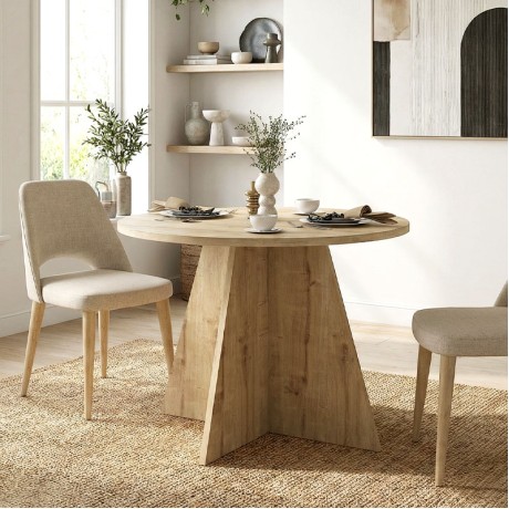 Τραπέζι Tailor Megapap χρώμα sapphire oak Ø100x75,7εκ.