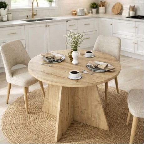 Τραπέζι Tailor Megapap χρώμα sapphire oak Ø100x75,7εκ.