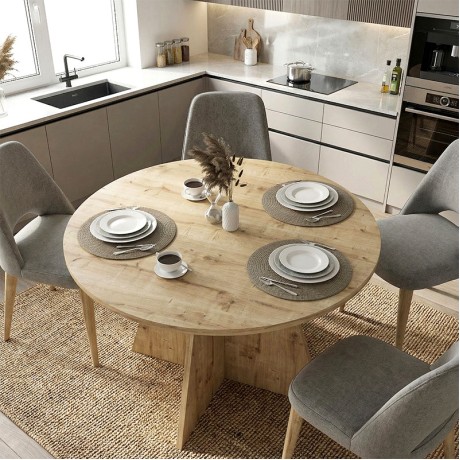 Τραπέζι Tailor Megapap χρώμα sapphire oak Ø120x75,7εκ.