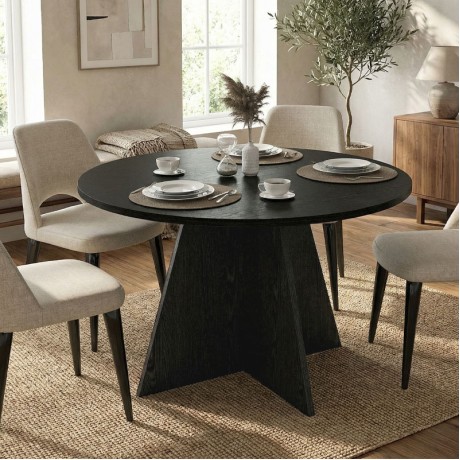 Tailor Megapap melamine dining table in sencron black color Ø120x75,7cm.