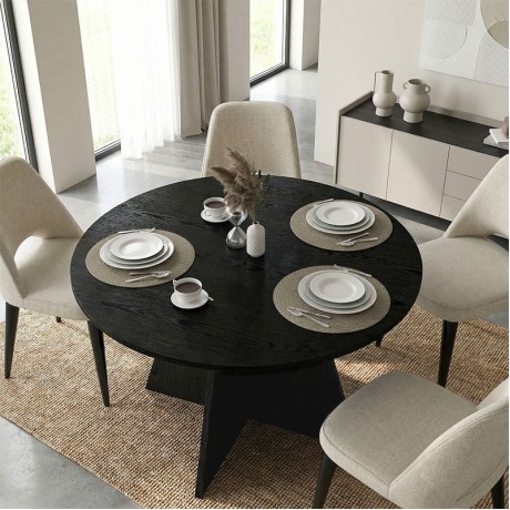 Tailor Megapap melamine dining table in sencron black color Ø120x75,7cm.