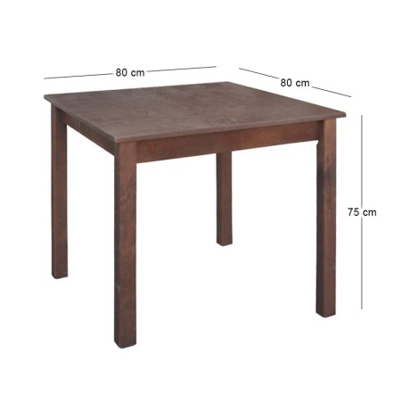 Tavern table with beech frame in impregnated walnut color 80x80x75cm.