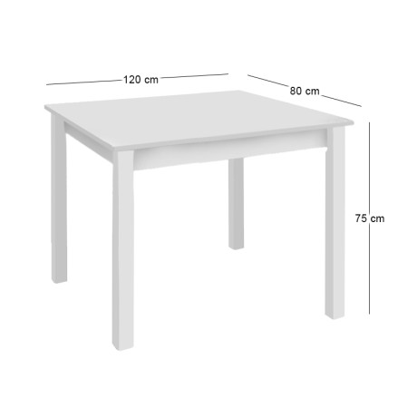 Tavern table with beech frame in impregnated lacquer white color 80x120x75cm.