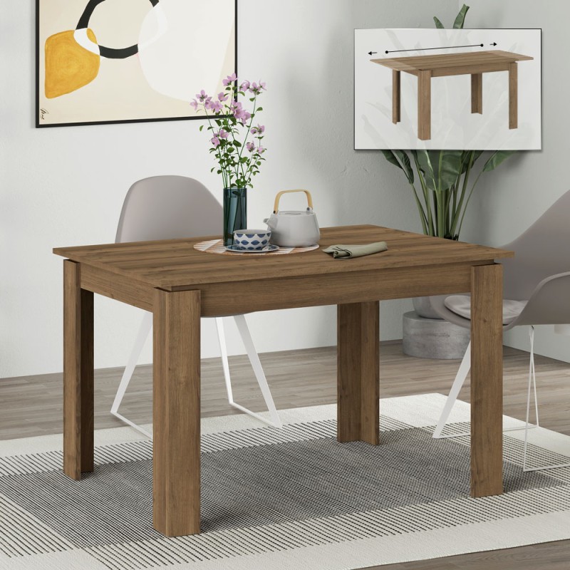 Tolmen Megapap melamine extendable dining table in light walnut 120/170x80x75cm.