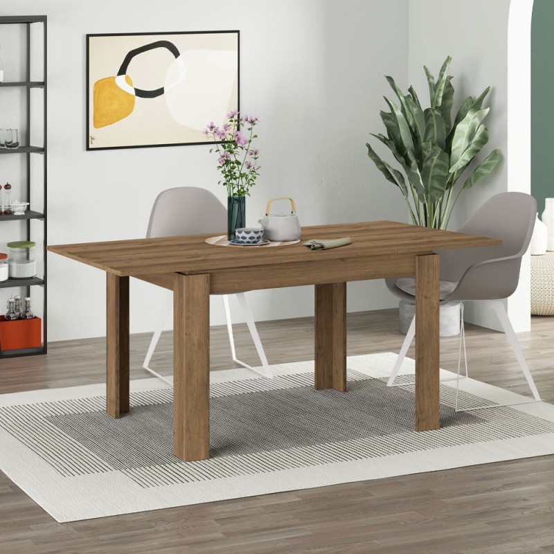Tolmen Megapap melamine extendable dining table in light walnut 120/170x80x75cm.