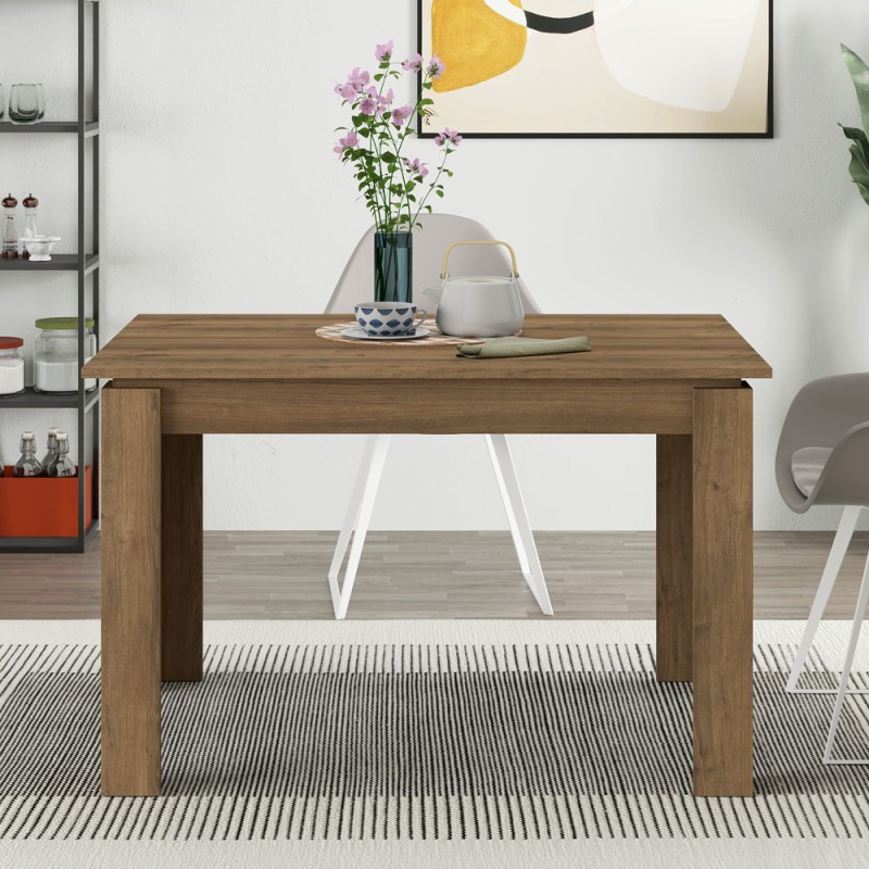 Tolmen Megapap melamine extendable dining table in light walnut 120/170x80x75cm.