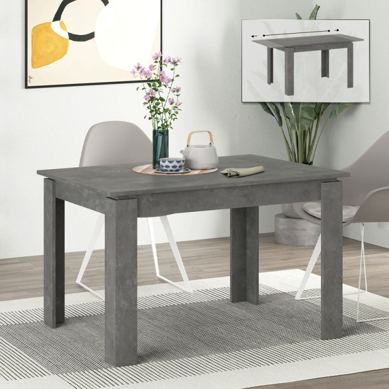 Tolmen Megapap melamine extendable dining table in retro grey 120/170x80x75cm.
