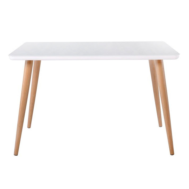 Union Τραπέζι 130X80Cm Βαφή Φυσικό/γυαλί Άσπρο