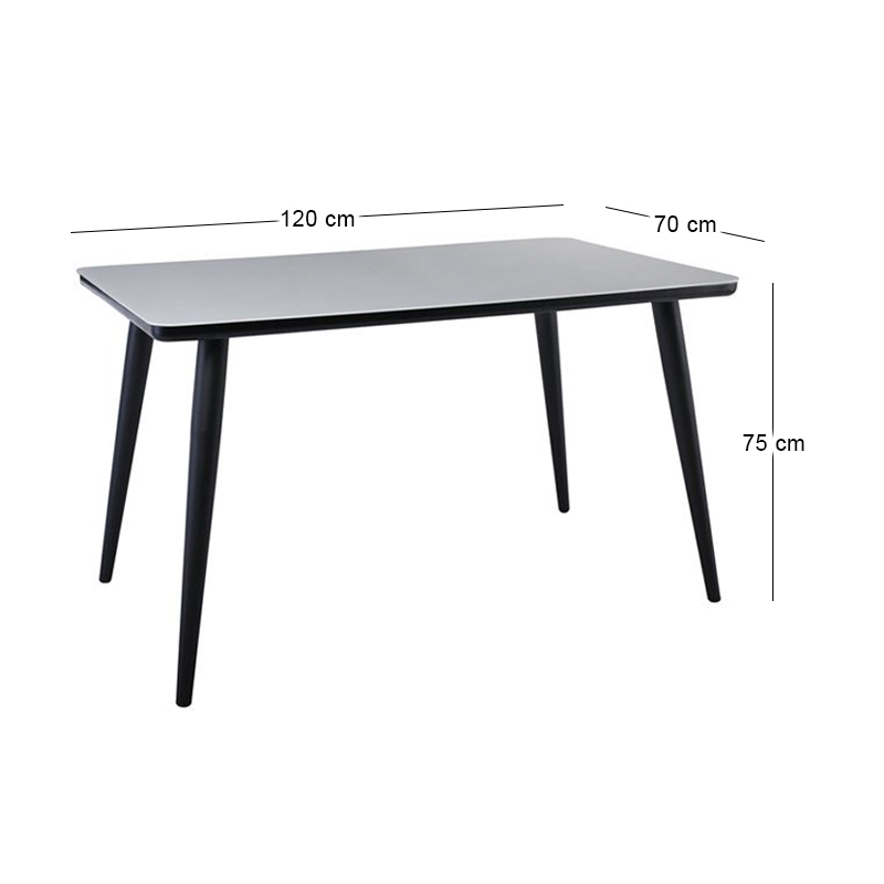 UNION Table 120x70cm Black Paint/Glass White