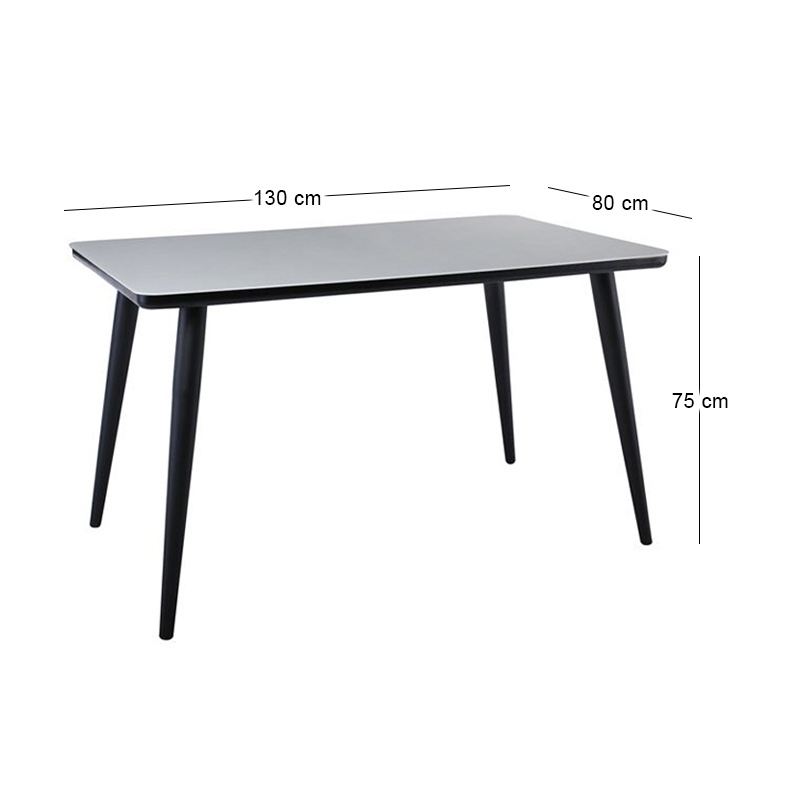 UNION Table 130x80cm Black Paint/Glass White