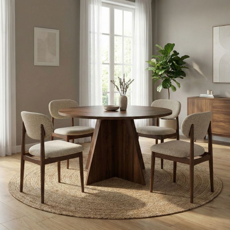 Virela Megapap melamine dining table in walnut color Ø120x75cm.