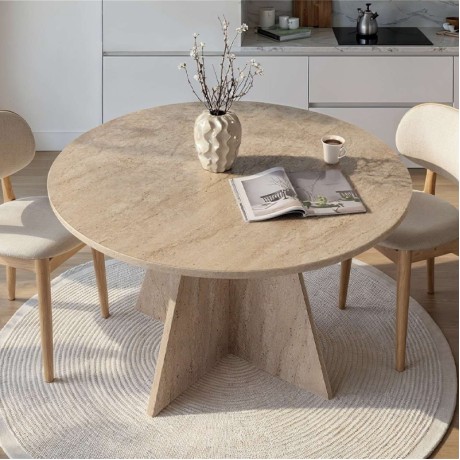 Τραπέζι Virela Megapap χρώμα travertine Ø120x75εκ.