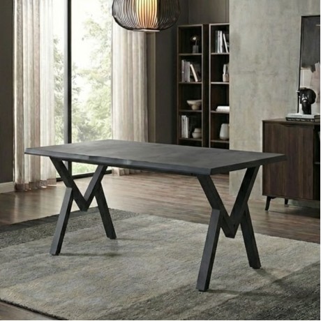 Walter Megapap Mdf/metallic table in dark grey concrete color 140x80x75cm.