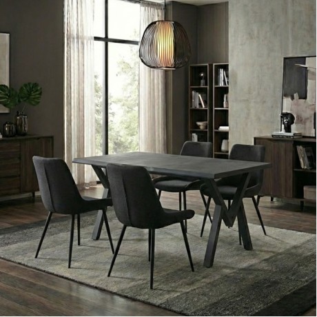Walter Megapap Mdf/metallic table in dark grey concrete color 140x80x75cm.