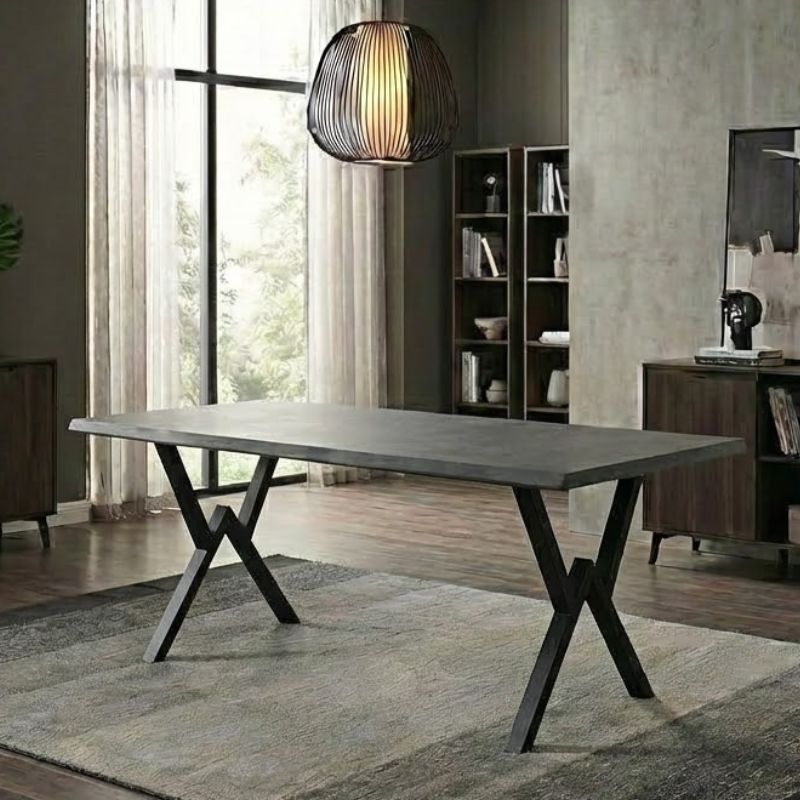 Walter Megapap Mdf/metallic table in dark grey concrete color 200x100x75cm.