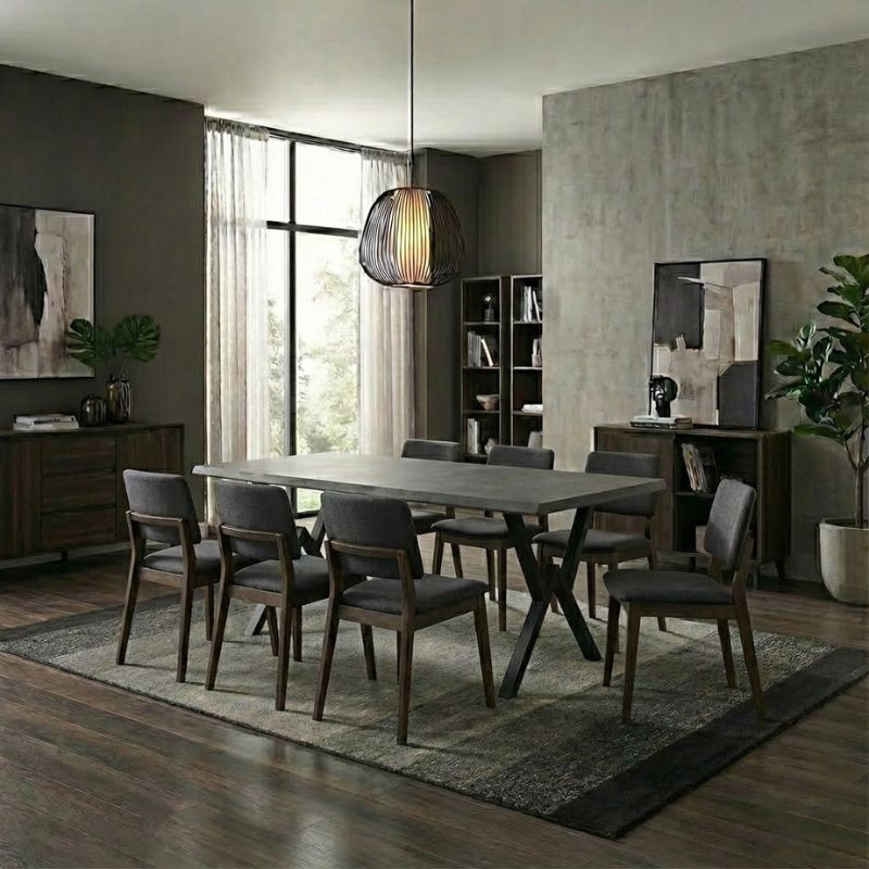 Walter Megapap Mdf/metallic table in dark grey concrete color 200x100x75cm.