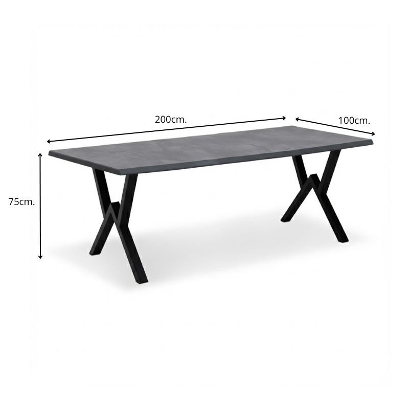 Walter Megapap Mdf/metallic table in dark grey concrete color 200x100x75cm.
