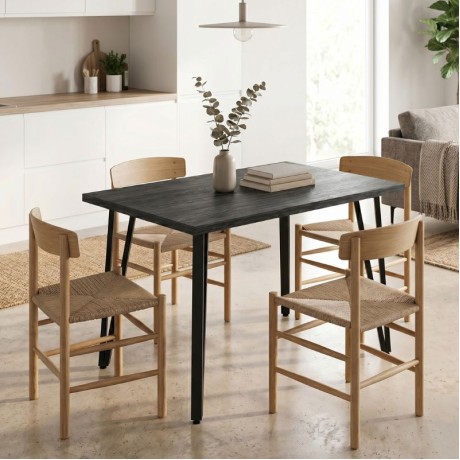 Xana Megapap melamine - metal dining table in black wood color 120x70x77,5cm.