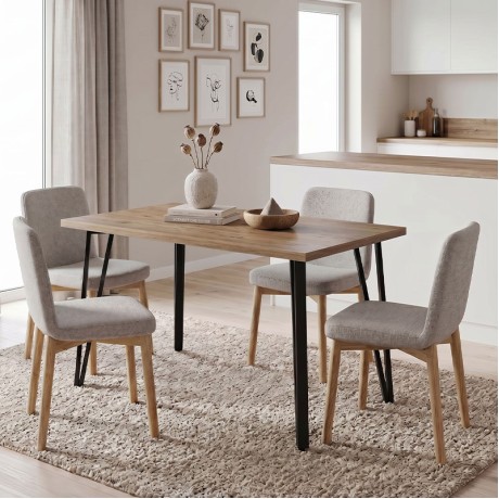Xana Megapap melamine - metal dining table in sepet oak color 120x70x77,5cm.