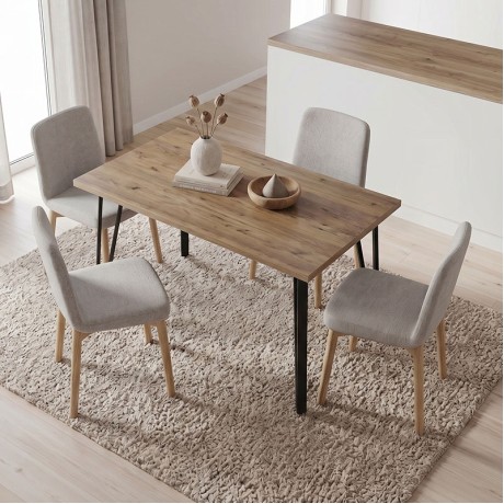 Xana Megapap melamine - metal dining table in sepet oak color 120x70x77,5cm.