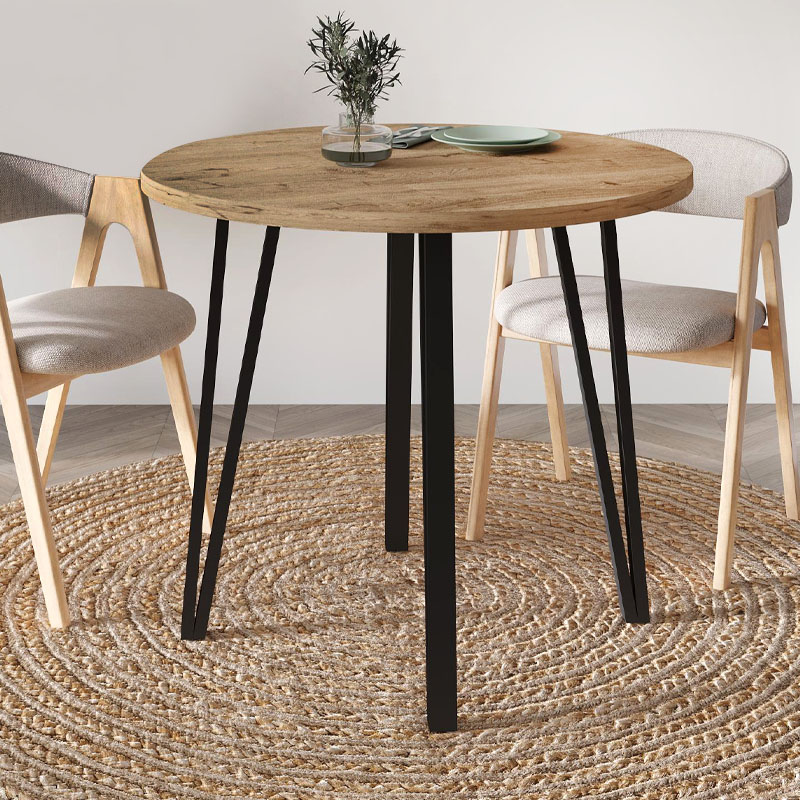 Xana Megapap melamine - metal dining table in sepet oak color Ø90x77,5cm.