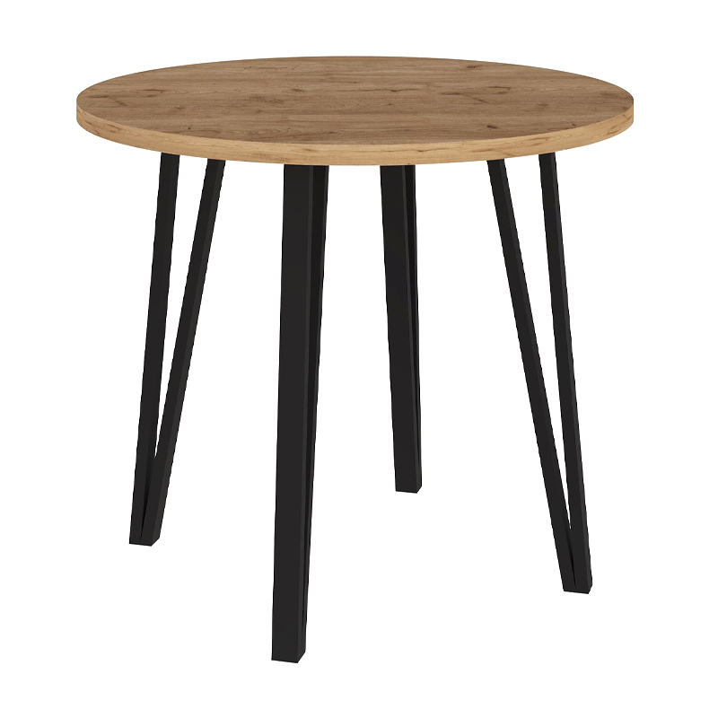 Xana Megapap melamine - metal dining table in sepet oak color Ø90x77,5cm.