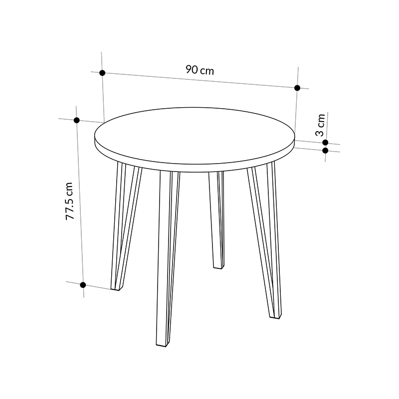 Xana Megapap melamine - metal dining table in sepet oak color Ø90x77,5cm.