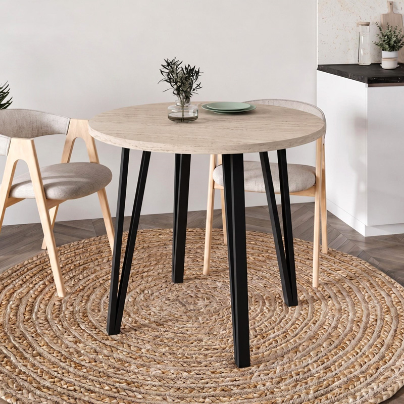 Xana Megapap melamine - metal dining table in travertine color Ø90x77,5cm.