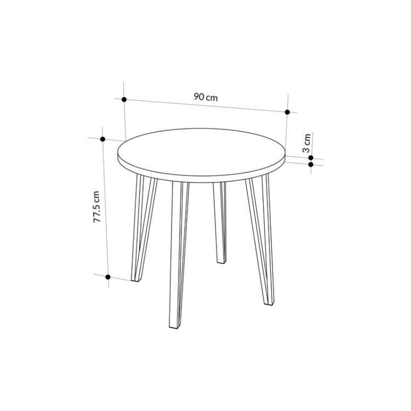 Xana Megapap melamine - metal dining table in travertine color Ø90x77,5cm.