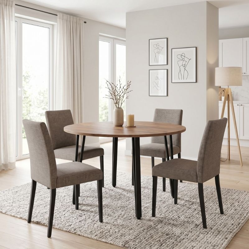 Zeno Megapap melamine - metal dining table in acacia color Ø110x73,5cm.
