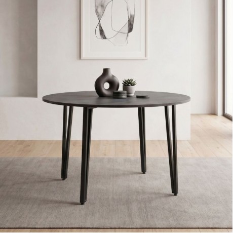 Zeno Megapap melamine - metal dining table in dark grey concrete color Ø110x73,5cm.
